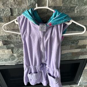 Disney Little Mermaid 🧜‍♀️ Lavender and Teal Kids Swim Coverup Size 7/8